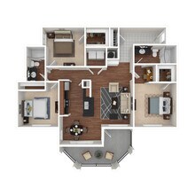 3 Bed 2 Bath 1441 SqFt (1306 Net)  0528 floor plan